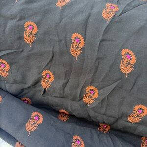 Dead stock silk fabric paisley black brown pink 4 yards X 50” excellent cond.